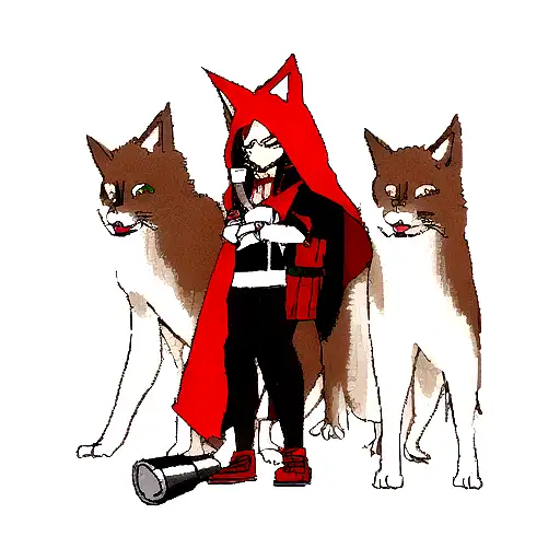red riding hood with a bazzoka and a bad attitude  tattoo design idea
