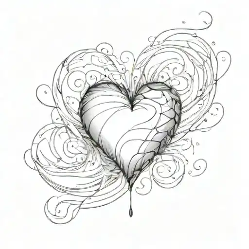 heart wave forming tattoo design idea