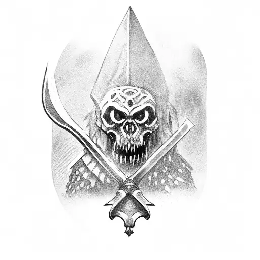 barbarian beheading basilisk with a big sword tattoo design idea