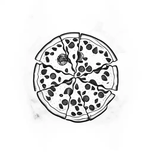 slices of pizza with weapons as toppings tattoo design idea