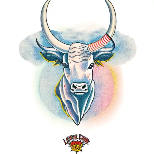 long horn bull tattoo design idea