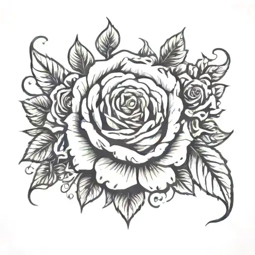 grandma with roman numerals and roses  tattoo design idea