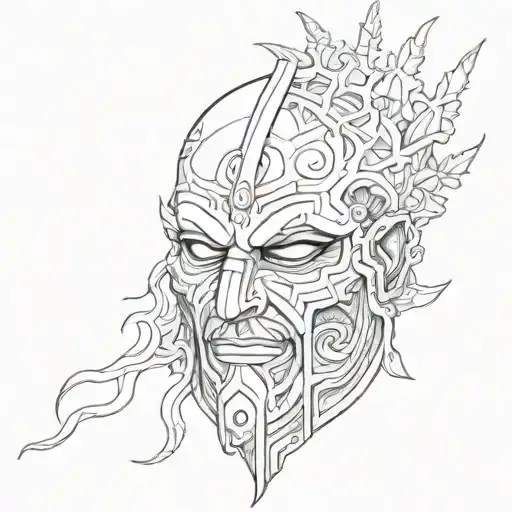 leper king mask tattoo design idea