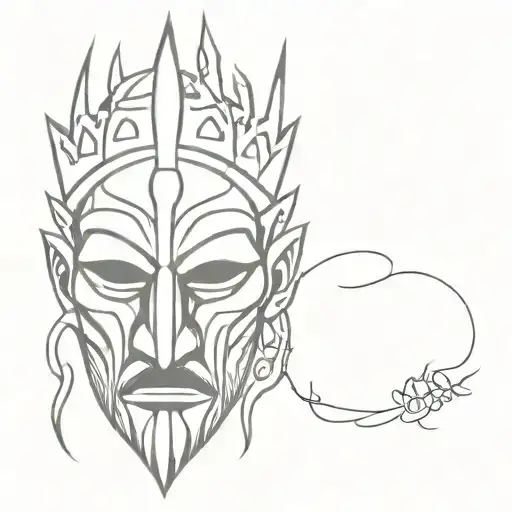 leper king mask tattoo design idea