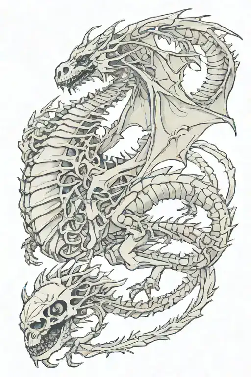dragon skeleton tattoo design idea