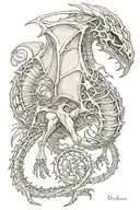 dragon skeleton tattoo design idea