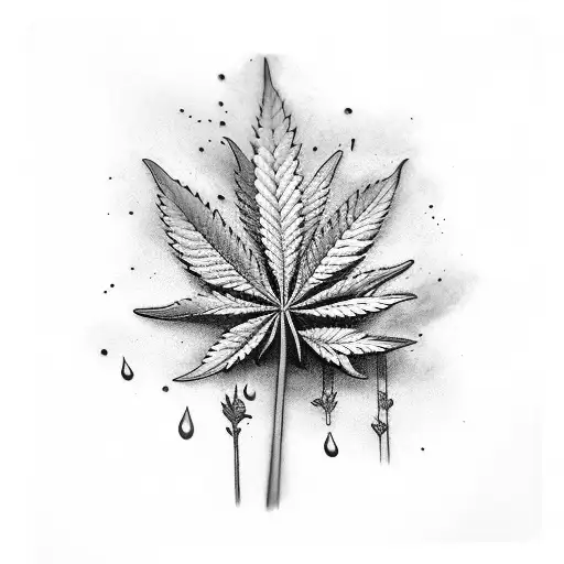 realistic marijuana plant sleeve tattoo design idea