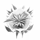 realistic marijuana plant sleeve tattoo design idea