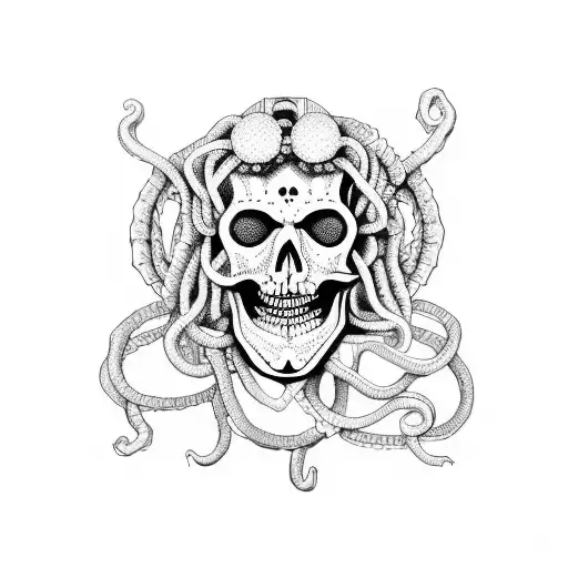 Medusa skeleton  tattoo design idea