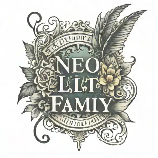 family and latin word  tattoo design idea
