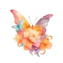 transgender flag colours intertwined in a scenery include clouds flowers and butterflies  tattoo design idea