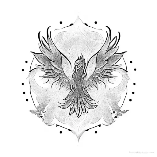 large phoenix with mandala background tattoo design idea