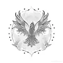 large phoenix with mandala background tattoo design idea
