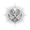 large phoenix with mandala background tattoo design idea