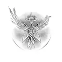 large phoenix with mandala background tattoo design idea