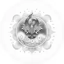 large phoenix with mandala background tattoo design idea