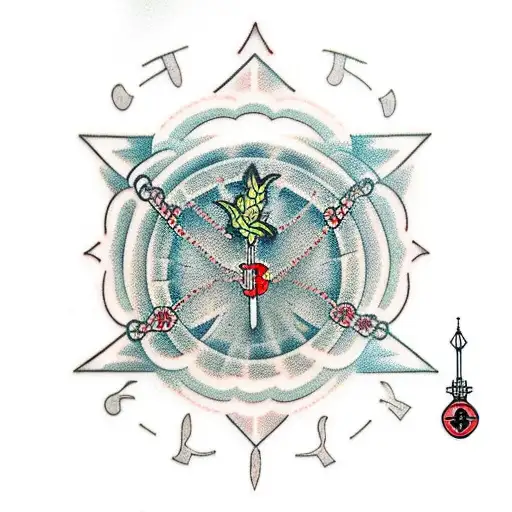 rosary with "hedge your bets" tattoo design idea