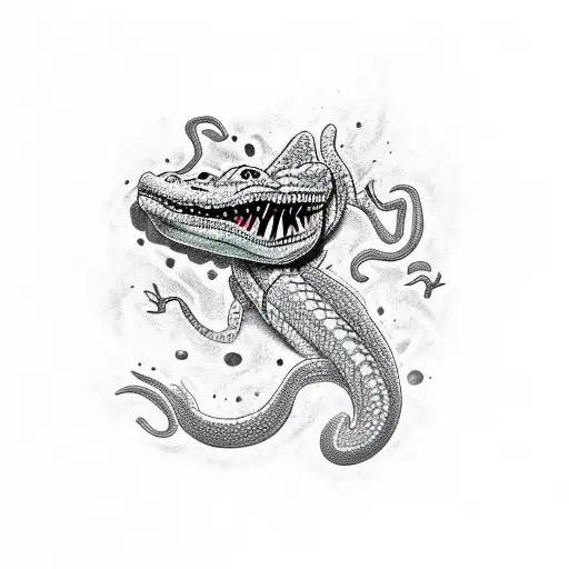 cocodrilo con serpiente tattoo design idea