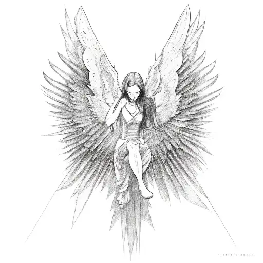 fallen angel falling down from skies tattoo design idea