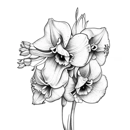 narcissus and gladiolus flower  tattoo design idea