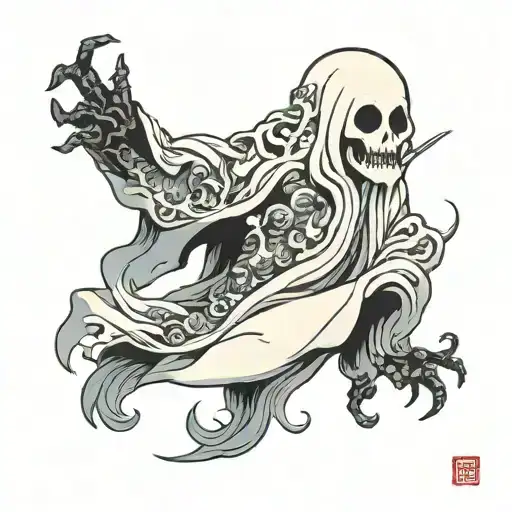 little white sheet ghost tattoo design idea