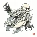 little white sheet ghost tattoo design idea