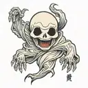 little white sheet ghost tattoo design idea
