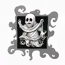 little white sheet ghost tattoo design idea