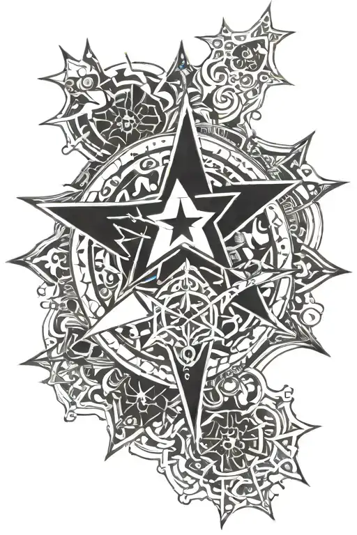 Seljuk star and the line between life and death tattoo design idea