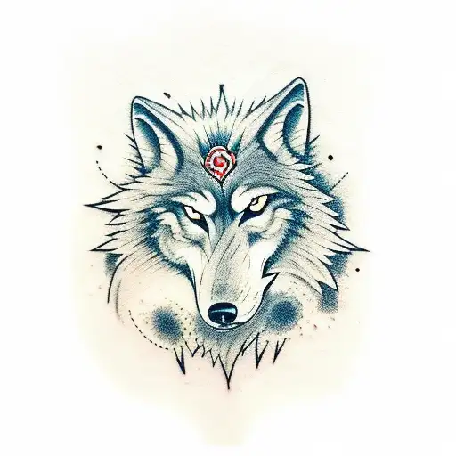 Angry wolf and the letter M tattoo design idea