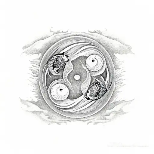 Koi Fish in form of yin and yang tattoo design idea
