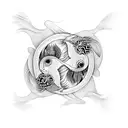 Koi Fish in form of yin and yang tattoo design idea