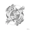 Koi Fish in form of yin and yang tattoo design idea