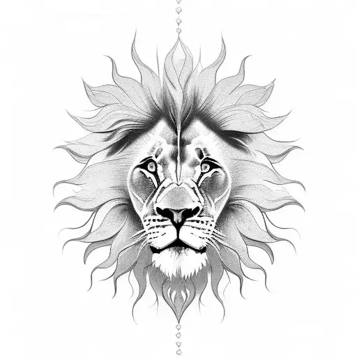 Lion and sun tattoo design idea