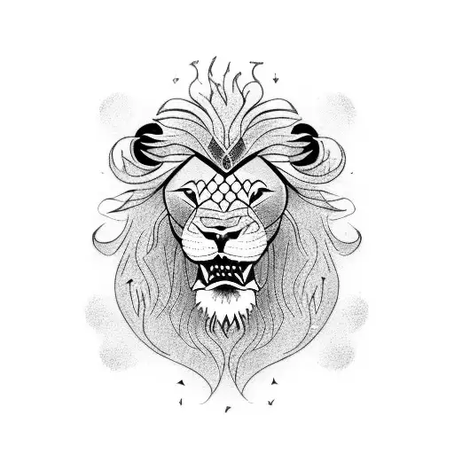 Lion with dragon tattoo design idea