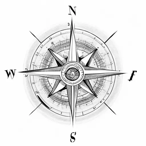A compass with music notes as the directional arrows tattoo design idea