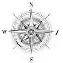 A compass with music notes as the directional arrows tattoo design idea