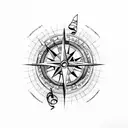 A compass with music notes as the directional arrows tattoo design idea