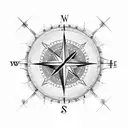 A compass with music notes as the directional arrows tattoo design idea