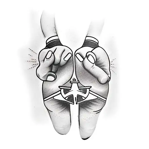 men with kid  hand und hand tattoo design idea
