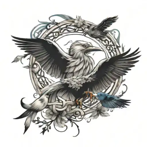 A powerful tattoo of a judo black belt intertwined with a flock of birds, symbolizing strength and guidance in advocacy tattoo design idea