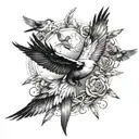 A powerful tattoo of a judo black belt intertwined with a flock of birds, symbolizing strength and guidance in advocacy tattoo design idea