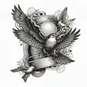 A powerful tattoo of a judo black belt intertwined with a flock of birds, symbolizing strength and guidance in advocacy tattoo design idea