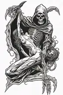 grim reaper taking a nude woman this is facing him tattoo design idea