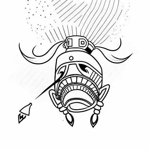 A minimalist tattoo of a gambling animal wearing a scuba diving mask tattoo design idea