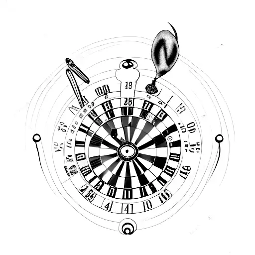 A minimalist tattoo of an animal holding a roulette wheel tattoo design idea