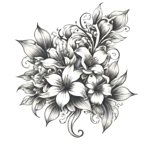 flower strand on the neck tattoo design idea