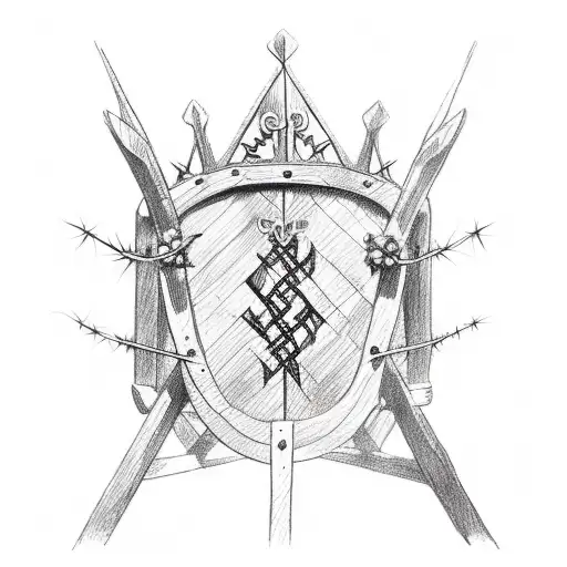crown of thorns on wooden chair  tattoo design idea
