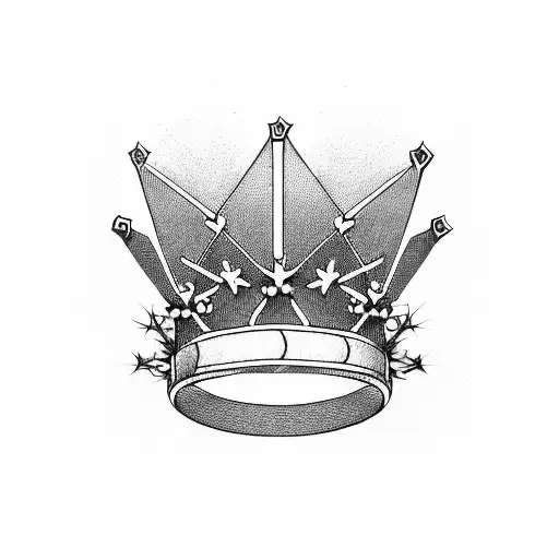 wooden chair with a crown of thorns tattoo design idea