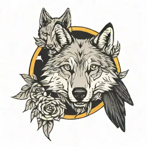 The wolf and the crow tattoo design idea